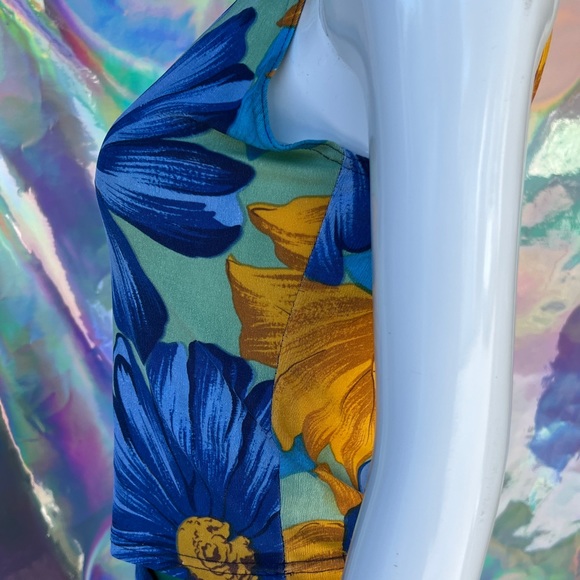 Blue Mint and Golden Orange Floral Skirt Set - Picture 6 of 14